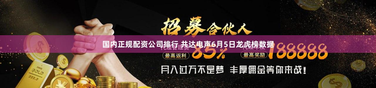 国内正规配资公司排行 共达电声6月5日龙虎榜数据
